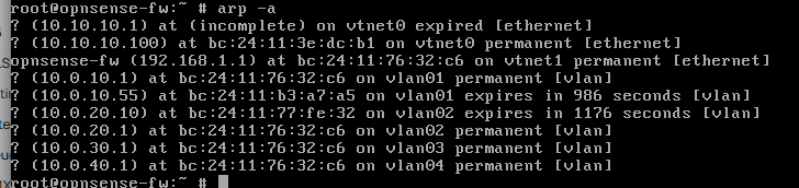 tcpdump showing VLAN 100 tagged ARP requests leaving nic0 with no reply