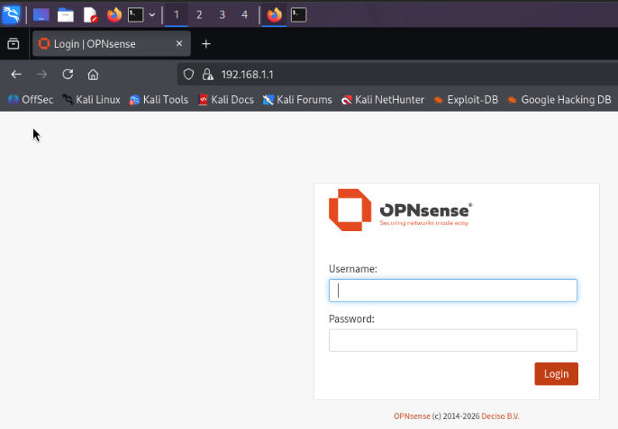 OPNsense web UI after bootstrap access