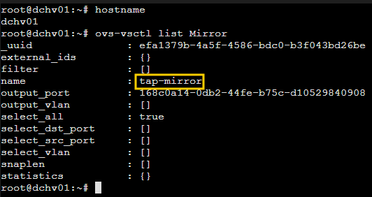 OVS mirror output confirming select_all and output_port